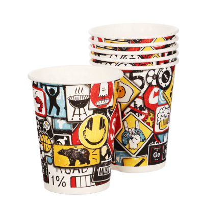 Набор бумажных стаканов Знаки яркие, в т/у пленке, 6 шт*250 мл (6/72)