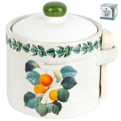 "Fruit Garden" Банка для сыпучих продуктов + ложка 11,5х9,5х11,5см v=450мл (под.упаковка)керам(1/36)