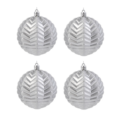 Набор шаров 8 см, 4 шт, серебро, 26-143 СНОУ БУМ (1/1)