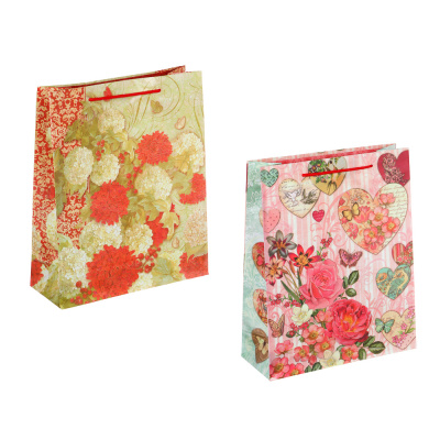 Пакет подарочный, бумажный, 26x32x10 см, 2диз, цветы LADECOR (12/12)