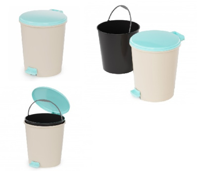 Ведро 12л (с педалью)(св.бежево-синий) пласт.(уп.2)