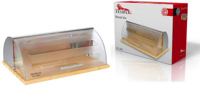 Хлебница 39*28,5*15см,корпус-нжс, крышка-акрил с декор.,основ.-бамбук,п/у (1/4)