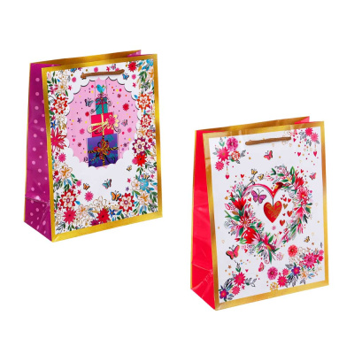 Пакет подарочный, бумажный, 18x23x8 см, 2диз, бабочки с цветами LADECOR (1/12)