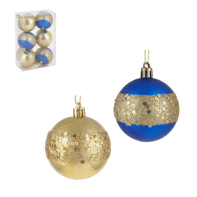 Набор шаров 6x6 см, синий с золотом, пластик, арт.23-53 СНОУ БУМ (1/1)