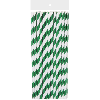 Трубочка д/коктейля "Праздник" 19,5 см d-6 мм (набор 25 шт), зеленый (1/400)
