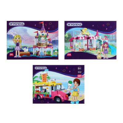 Конструктор "Истории подружек", 189 -244 дет, пластик, 20х15х7см, 3 диз ИГРОЛЕНД (1/36)
