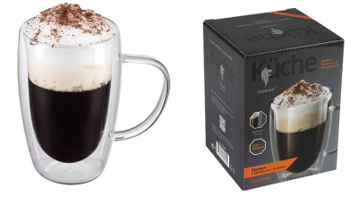 Кружка 450мл AROMA двойными стенками из боросиликатного стекла (1)