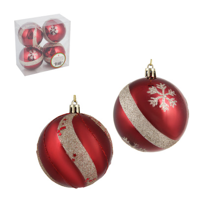 Набор шаров 4x8 см, красный, пластик, арт.23-19 СНОУ БУМ (1/1)