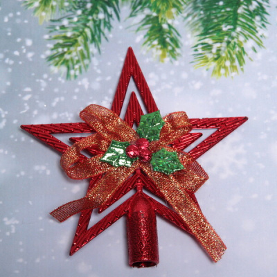 Звезда на ёлку "Классика" с бантом 9,5 см, Красный(пласт.) (1/1)
