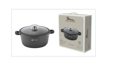 Кастрюля 5,0л с ст/кр Black(индукц.дно,силик.накл.,А/П)(литой алюм)  п/у (1/6)