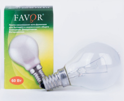 Лампа накаливания ДШМТ 230-60 Favor Е14 60Вт (10/10/100)