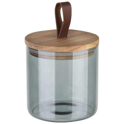 Банка для сыпучих продуктов 600мл ALBERO DI MARMO с/кр из мраморного дерева (цв. стекло) (1/24)