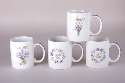 Кружка 350мл Лаванда микс (4 диз) (фарф.) (1/12/72)