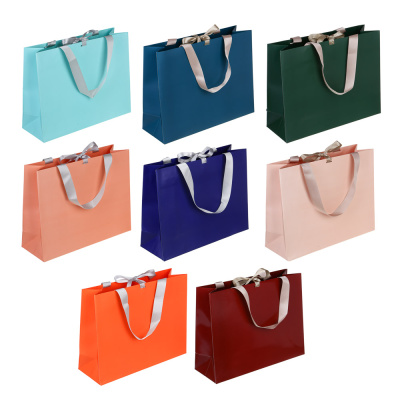 Пакет подарочный, высококач. бумага, с лентой, 32x25x11 см, морская волна LADECOR (6/6)