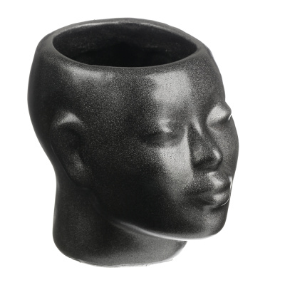 Кашпо цветочное Нефертити, 16x19см, гипс, мокрый асфальт (1)