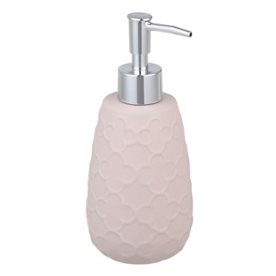 Дозатор д/жидкого мыла, керамика, 300 мл, 8x8x18,5 см, Оливия, персиковый VETTA (6/24)