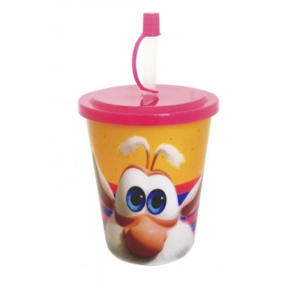 Бокал "Буба" 400 мл с крышкой и трубочкой (полипропилен) (1/18)