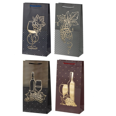 Пакет подарочный (бумага, плотность 210г/м2, блок 12шт), L18 W9 H35см (4в) (12/12)