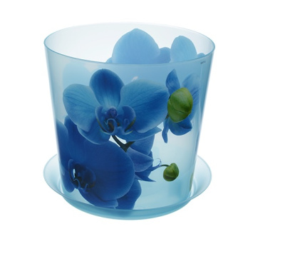 Кашпо "Деко" d=160мм 2,4л с/под Орхидея голубая пласт.(1/36)