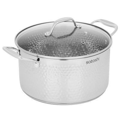 Кастрюля 24х13,5см. 5,9л. со стекл. крышкой, индукция SATOSHI Арзон (1/6)