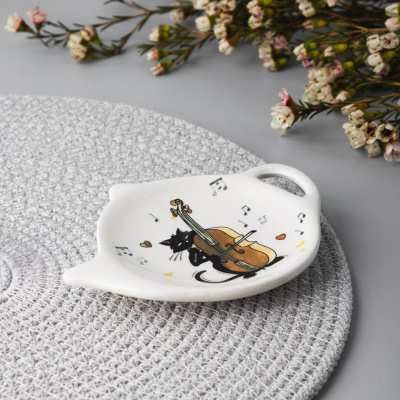 Подставка под чайный пакетик, 12х9х1,5см, керамика MILLIMI Котейка (1/144)