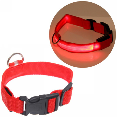 Ошейник д/собак "Люмисцент" 2,5*50см светящийся, цвет красный Ультрамарин(1/12)
