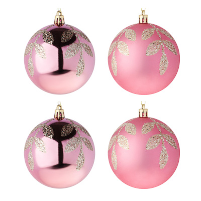 Набор шаров 8 см, 4 шт, винный, пластик, глиттер, 26-180 СНОУ БУМ (1/48)