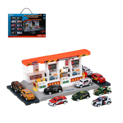 Заправочная станция, 10 инерц. машинок, ABS, 47,5х7,5х30 см ИГРОЛЕНД (1/12)
