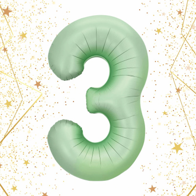 Шар фольгированный 32'/81см "Цифра "3" (зеленый) (1/20)