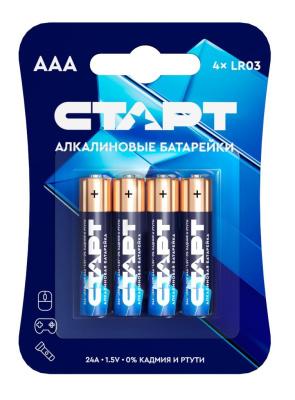 Батарейки СТАРТ LR03-BL4 ААА (цена за упак.)(упак.4шт) (10/180)
