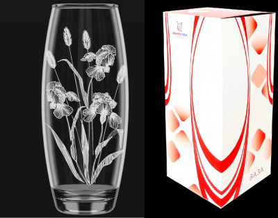 Ваза для цветов "Ирисы" h=26см (гравировка с напылением) (1/6)