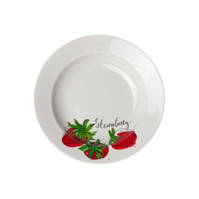 Тарелка глубокая диам. 240 мм Гладкий край Клубничное настроение (фарфор) , р.4(20)