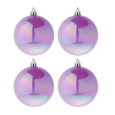 Набор шаров 4шт 8см пластик, лавандово-розовый перламутр СНОУ БУМ (1/48)
