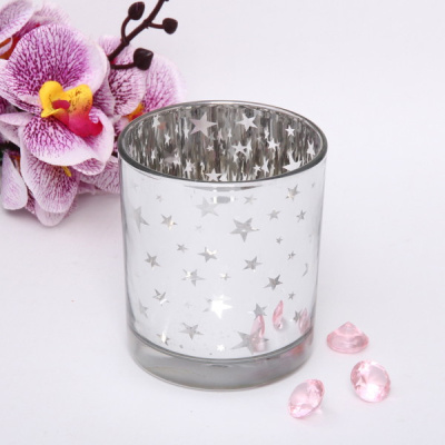 Подсвечник "Звездопад" 8,8*10см цвет серебро (1/48)