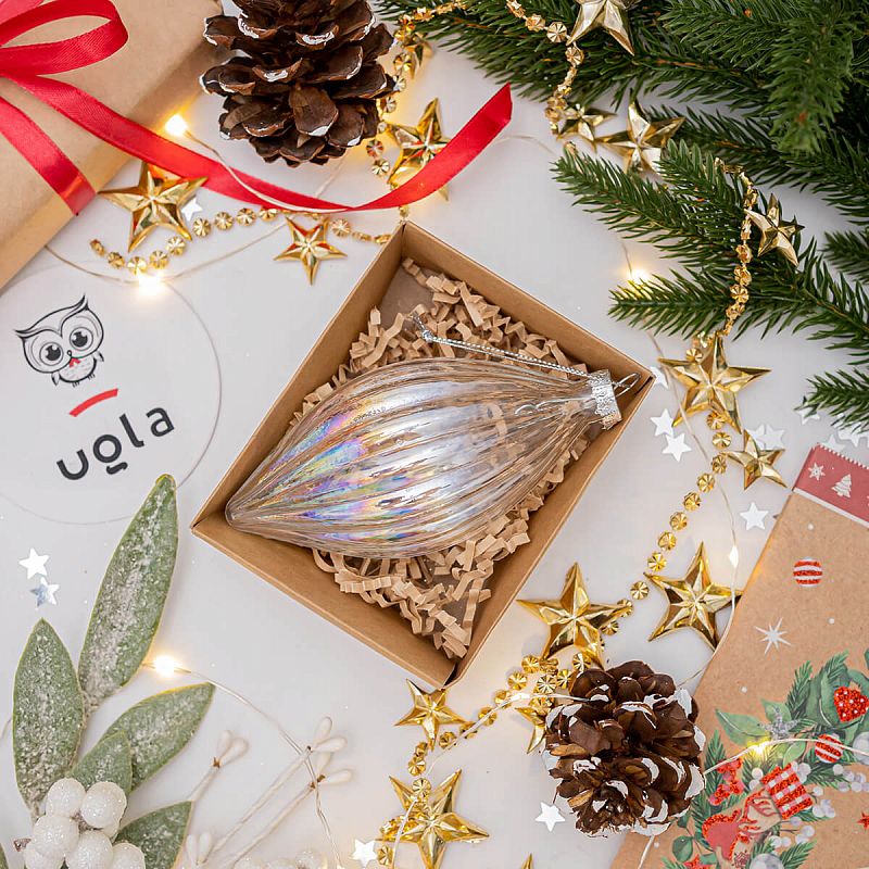 Подвеска прозрачная стеклянная 11,8 см "Капля" (1/12)