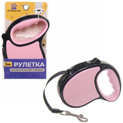 Поводок-рулетка "Верный друг" 5м до 15кг цвет розовый (1/36)