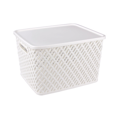 Корзина "Плетенка" 350х290х225мм (с крышкой)(белый) (уп.7)