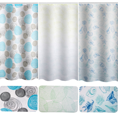 Набор для ванной комнаты 2пр.: коврик 45*68 см, занавеска 180*160см (1)