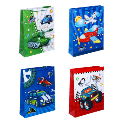 Пакет подарочный бумажный, 32x40x10 см, 128 гр, 4 диз, Авто (12/12)
