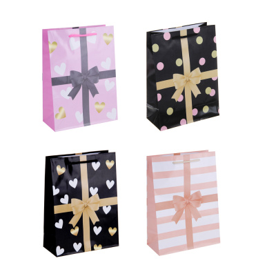 Пакет подарочный, бумажный, 17,5x24x8 см, 4диз, банты LADECOR(1/12) 
