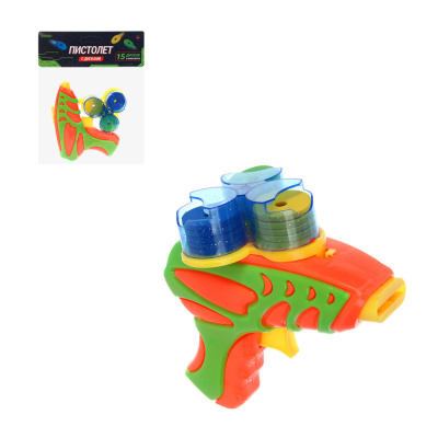Пистолет стреляющий дисками, PP,ABS, 4диз 16х3,5х21,5см ИГРОЛЕНД (1/120)