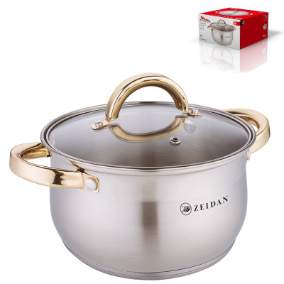 Кастрюля 3,0 л,ст/кр, 5-ти степов.капсул.индукц.дно,ручки под золото,п/у (нжс) (1/6)