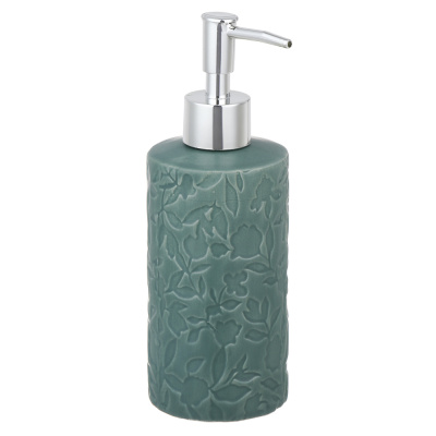 Дозатор д/жидкого мыла, керамика, 7x7x19,5 см, листья, ментоловый VETTA (6/24)