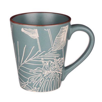 Кружка, 320мл, керамика, синий MILLIMI Листья (12/36)