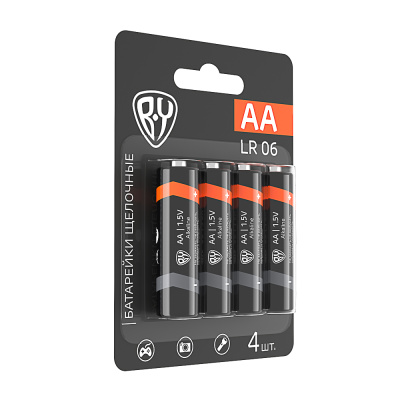 Батарейки AA (LR06) 4шт в блистере, щелочные 1.5V, высокой ёмкости (10/10/120)