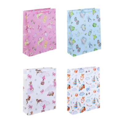 Пакет подарочный бумажный, 26x32x9 см, 128 гр, 4 диз, детство(12/12)