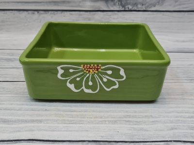 Емкость для запекания квадратная средняя "Волна" Ромашка зеленая (16)