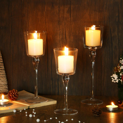 Набор из 3-х подсвечников, 20см, 23см, 26см, стекло, арт.76 (1/12)