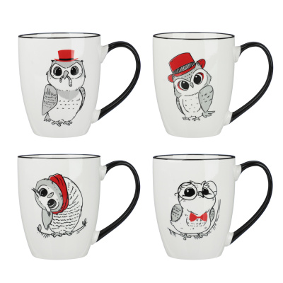 Кружка 350мл фарфор 4 диз MILLIMI Совы (12/48)