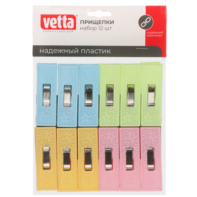 Набор прищепок 12шт "Кружево" пластик/мет (12/12)